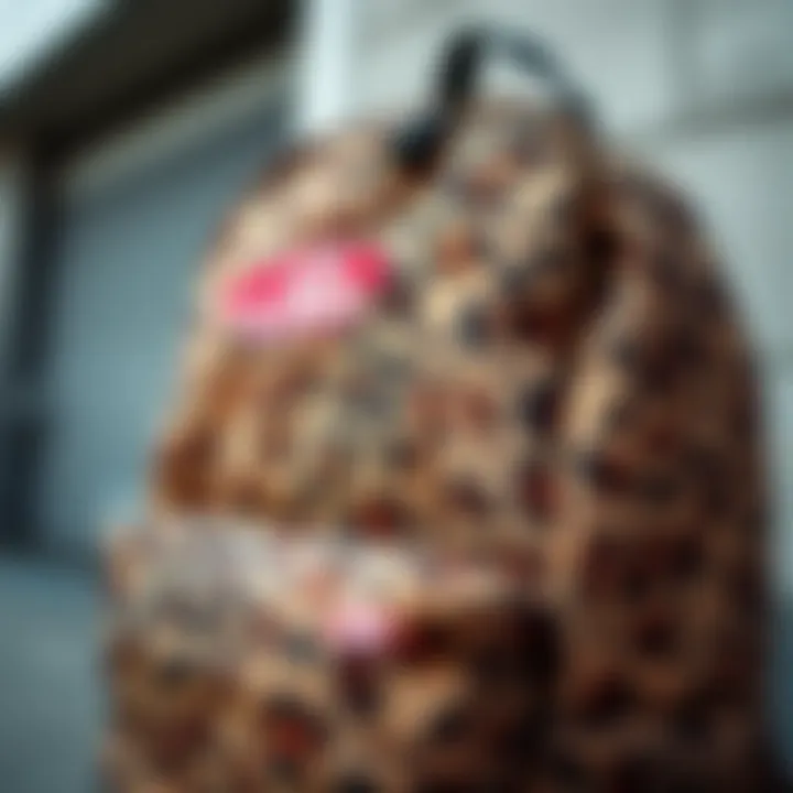 Design Details of the Vans Leopard Print Backpack Close-up of the Vans leopard print backpack showcasing its unique design and patterns