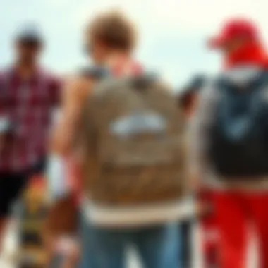 Vans Backpack in Skate Culture Fashion Fashionable group of skaters featuring the Vans leopard print backpack in their outfits