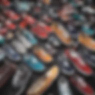 Variety of Vans No Show Colors Different color options of Vans No Show shoes arranged aesthetically