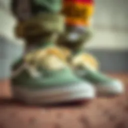 A close-up view of Vans Old Skool sneakers showcasing their unique design and colorways