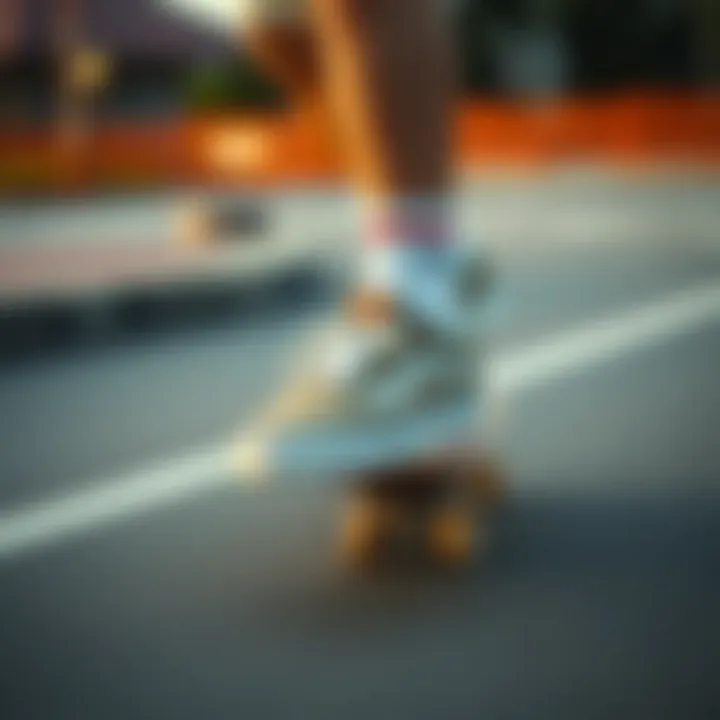 Vans Running Sneakers in Skateboarding Action A skater wearing Vans running sneakers in action