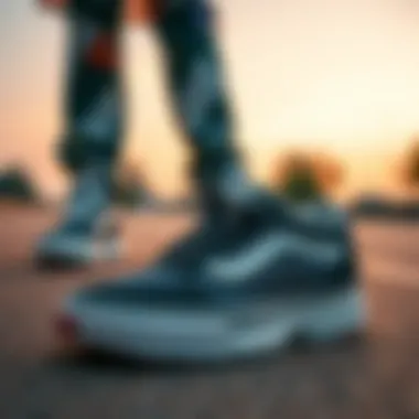 Vans Running Sneakers and Urban Fashion Influence Vans running sneakers displayed against a backdrop of urban fashion