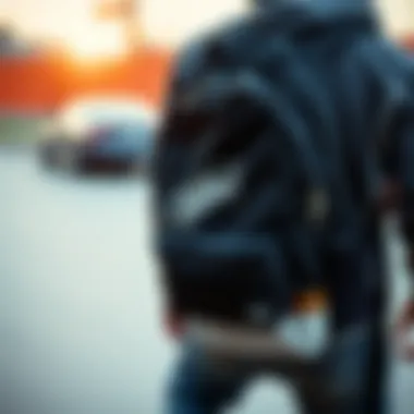 Vans backpack in a skateboarding setting
