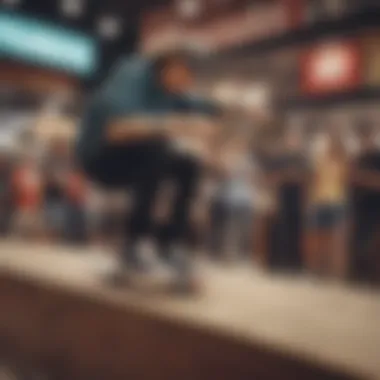 Skateboard enthusiasts trying out Vans products during a community event at the store