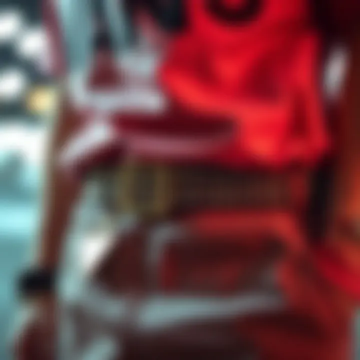 Close-up of a skater's outfit featuring the Vans studded belt as a focal point