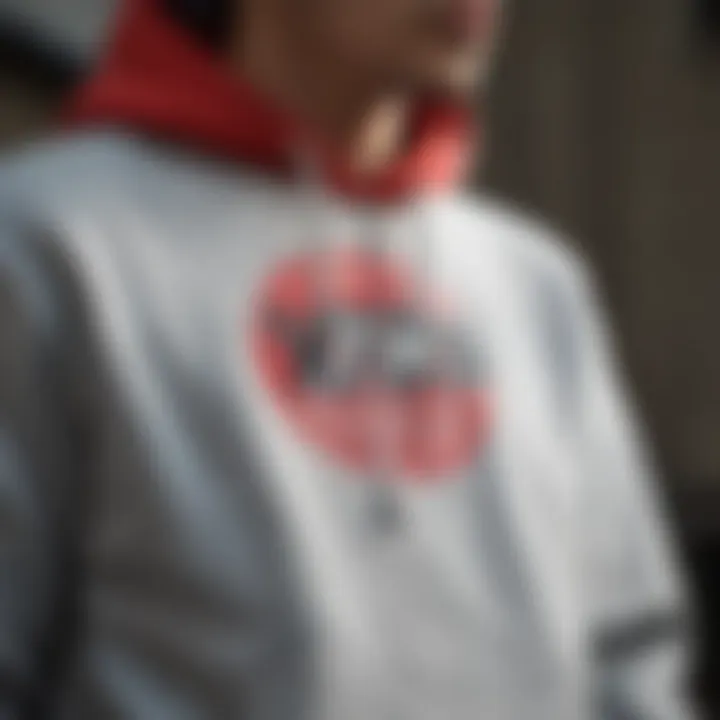 Close-up of a Vans sweater hoodie showcasing unique design elements