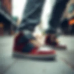 Stylish Velcro shoes in an urban setting