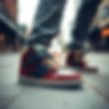 Stylish Velcro shoes in an urban setting