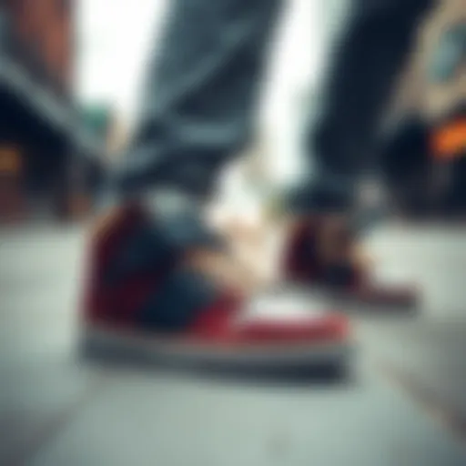 Stylish Velcro shoes in an urban setting