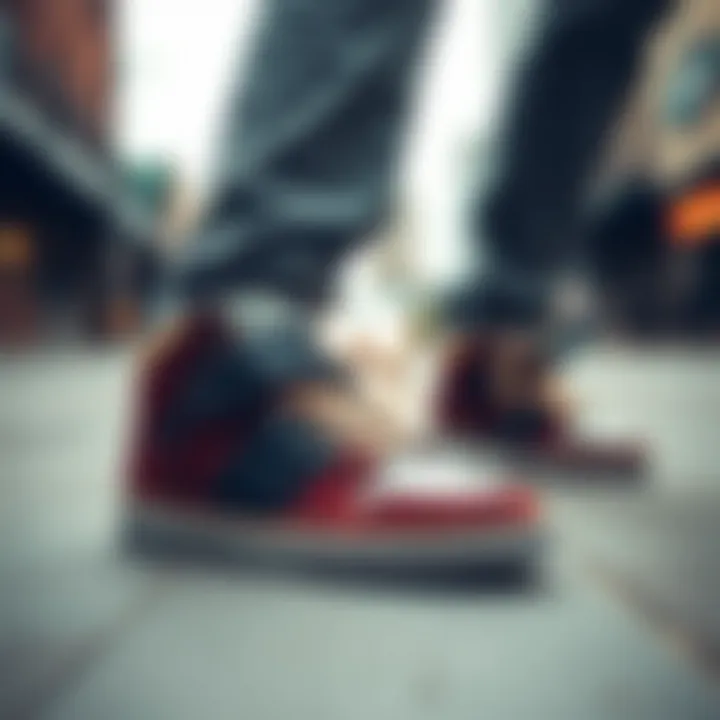 Stylish Velcro shoes in an urban setting