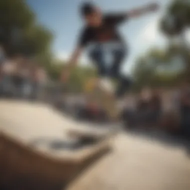 Showcasing Talents: A Celebration of Skateboarding Skateboarders showcasing their skills during an event
