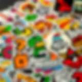 A vibrant collection of skateboard stickers showcasing unique designs