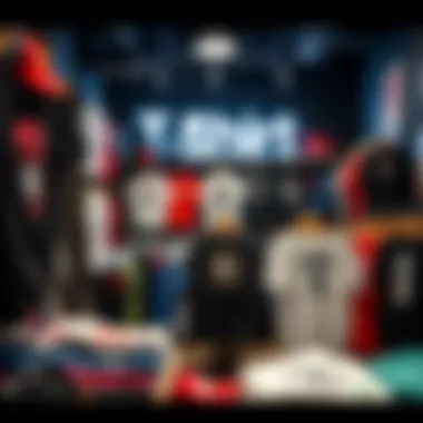 Stylish t-shirt display in a boutique setting