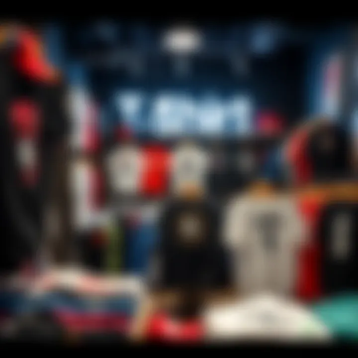 Stylish t-shirt display in a boutique setting