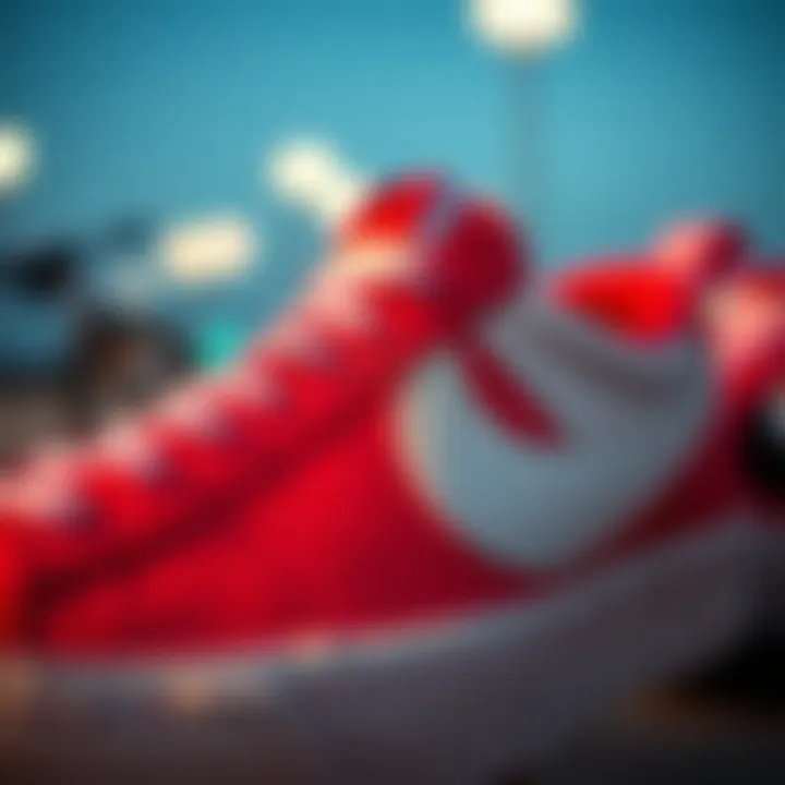 Close-up of Nike Blazers highlighting the sneaker's design