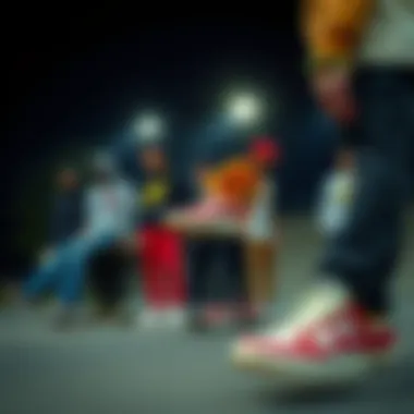 Group of skateboarders wearing Nike Blazers