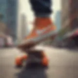 Dynamic youth skateboarding in vibrant Nike shoes